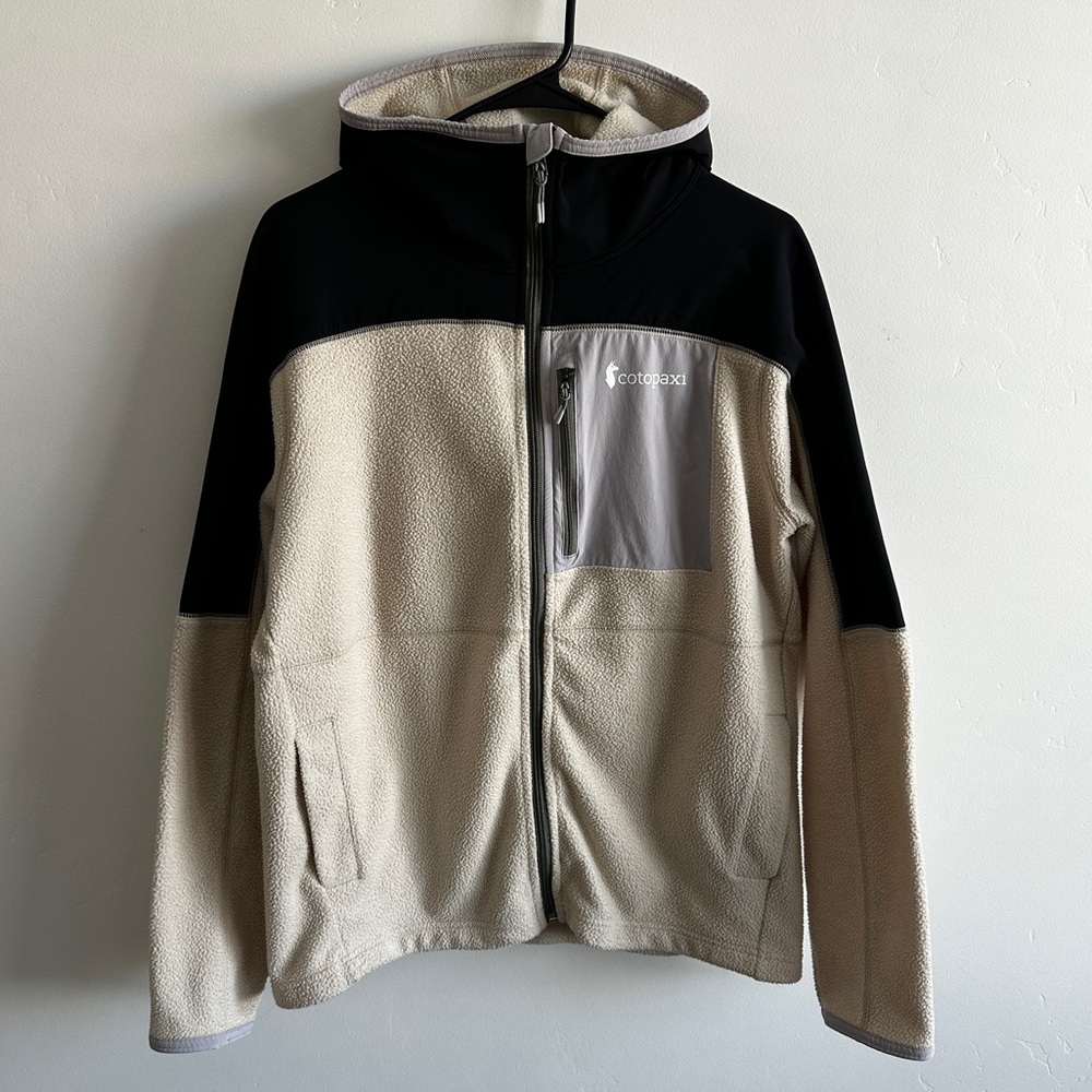 COTOPAXI WOMEN’S ABRAZO HOODED FULL ZIP FLEECE JACKET - BLACK AND CREAM - LARGE